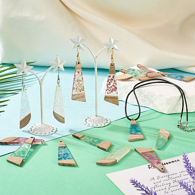 16Pcs 8 Style Wooden Pendants FIND-TA0005-89-1