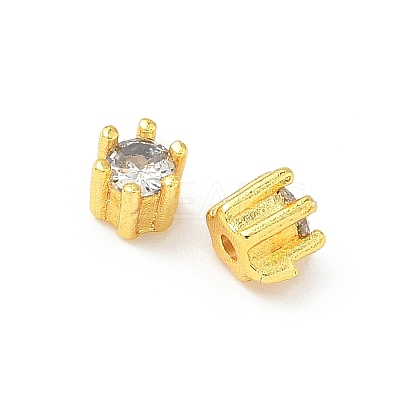 Brass Micro Pave Cubic Zirconia Beads KK-D386-09G-03-1