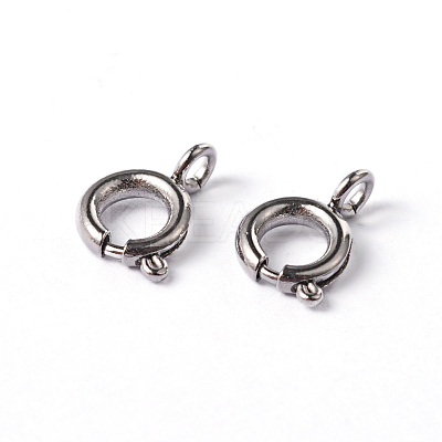 Tarnish Resistant 304 Stainless Steel Smooth Surface Spring Ring Clasps X-STAS-D149-01-1
