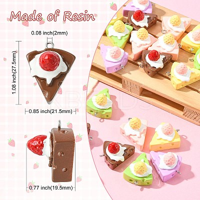 30Pcs 5 Colors Opaque Resin Imitation Food Pendants RESI-CJ0003-45-1