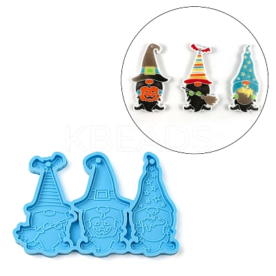 Halloween Gnome/Dwarf DIY Pendant Silicone Molds X-DIY-F142-01-1