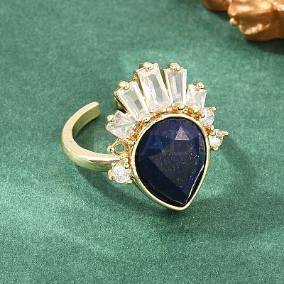 Brass with Natural Lapis Lazuli Finger Rings GG-CBACC2B-07G-05-1