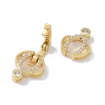 Rack Plating Brass Micro Pave Clear Cubic Zirconia Fold Over Clasps KK-NH0002-03F-G-1