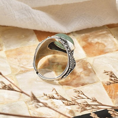 Natural Green Aventurine Adjustable Rings RJEW-I108-03AS-05-1