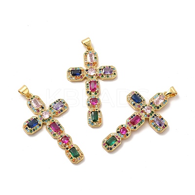 Rack Plating Eco-Friendly Brass Micro Pave Cubic Zirconia Pendants LS-KK-A177-05G-1