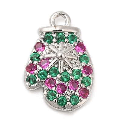 Rack Plating Brass Pave Cubic Zirconia Pendants KK-R150-13P-02-1