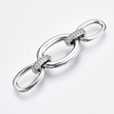 Brass Micro Pave Clear Cubic Zirconia Links Connectors KK-S061-45P-NR-1