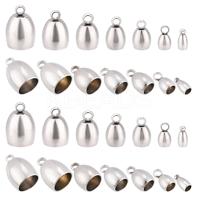 56Pcs 7 Style 304 Stainless Steel Cord Ends STAS-DC0004-07-1