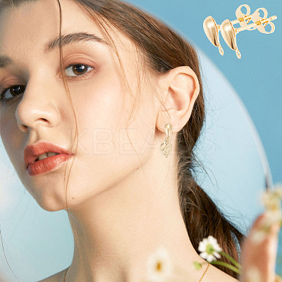 100Pcs Brass Teardrop Stud Earring Findings DIY-GO0001-15-1