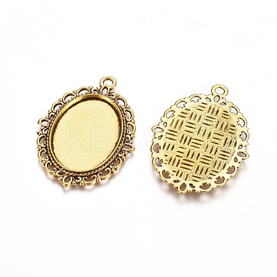Tibetan Style Oval Alloy Pendant Cabochon Settings LS-X-TIBEP-Q054-44AG-RS-1