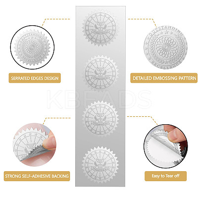 Round Silver Foil Embossed Picture Stickers DIY-WH0503-002-1