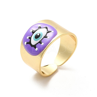 Enamel Horse Eye Open Cuff Rings RJEW-P042-01G-02-1