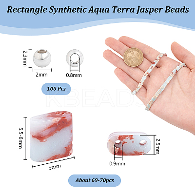 1 Strand Rectangle Synthetic Aqua Terra Jasper Beads Strands G-NB0005-58-1