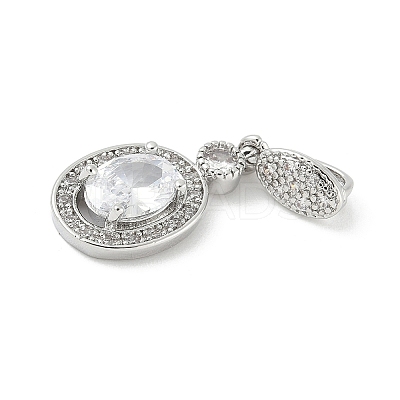 Oval Brass Micro Pave Cubic Zirconia Pendants LS-KK-M326-15P-1