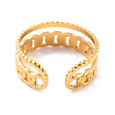 Ion Plating(IP) 304 Stainless Steel Finger Rings RJEW-L102-34G-1