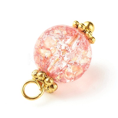 Electroplate Crackle Glass Bead Pendants PALLOY-JF01141-1