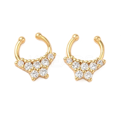 Brass Pave Clear Cubic Zirconia Circular/Horseshoe Barbell Nose Rings EJEW-D337-18B-G-1