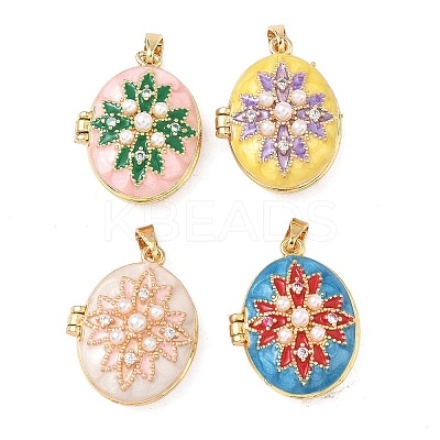 Brass Enamel Locket Pendants KK-F923-02A-G-1