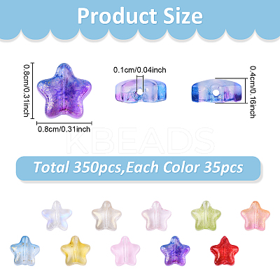 350Pcs 10 Colors Transparent Spray Painted Frosted Glass Beads GLAA-YW0005-27-1