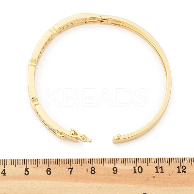 Brass Micro Pave Clear Cubic Zirconia Hinged Bangles for Women BJEW-K274-06G-1