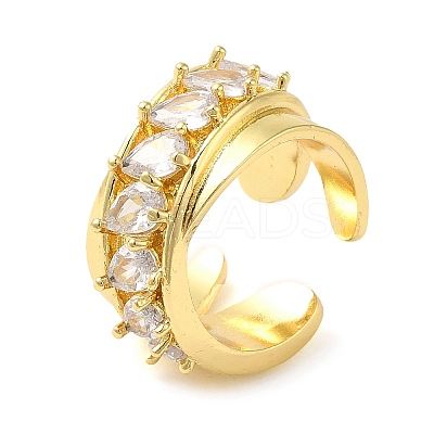 Brass Micro Pave Cubic Zirconia Cuff Rings RJEW-P102-09G-1