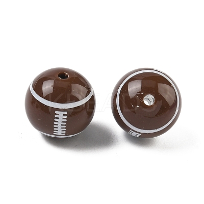 Sport Printing Opaque Acrylic Beads OACR-Z035-04-1