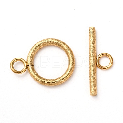 Ion Plating(IP) 304 Stainless Steel Textured Toggle Clasps STAS-A048-01G-1