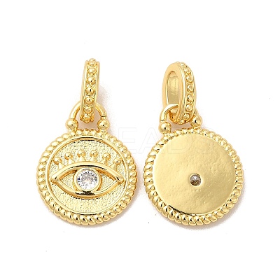 Rack Plating Brass Pave Clear Cubic Zirconia European Dangle Charms KK-B068-25G-1
