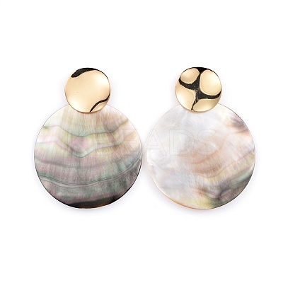 Black Lip Shell Dangle Earrings EJEW-JE03450-1