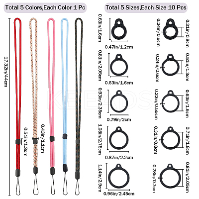 5Pcs 5 Colors Polyester Neck Strap DIY-GF0008-14-1