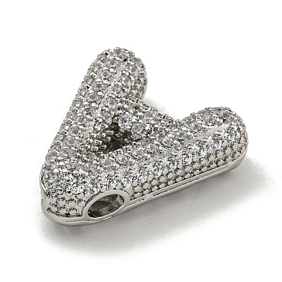 Platinum Plated Brass Micro Pave Cubic Zirconia Pendants KK-L073-001P-A-1