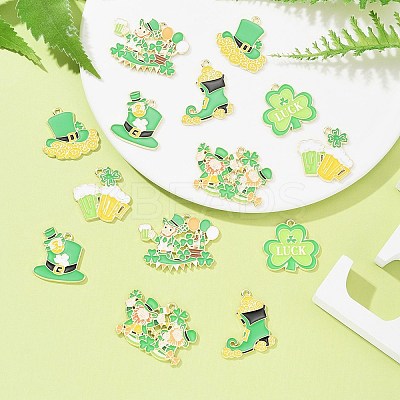 14Pcs 7 Styles Saint Patrick's Day Alloy Enamel Pendants ENAM-FS0001-67-1