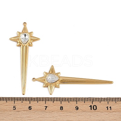 304 Stainless Steel Rhinestone Big Pendants STAS-P410-02G-1