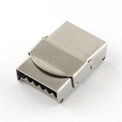 Tarnish Resistant Smooth Surface 201 Stainless Steel Watch Band Clasps STAS-R063-84-1