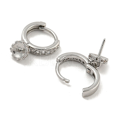 Brass Micro Pave Clear Cubic Zirconia Hoop Earring Findings KK-G490-12P-1