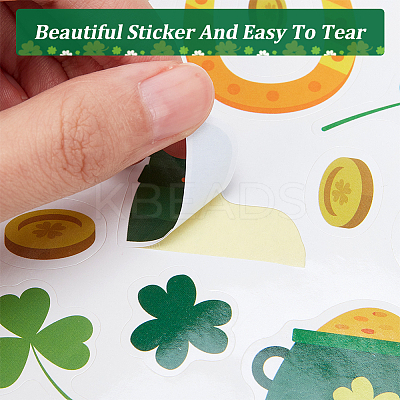 24 Sheets 8 Styles Saint Patrick's Day Paper Stickers DIY-WH0043-38-1