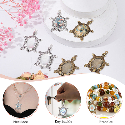 20Pcs 2 Colors Turtle Alloy Pendant Cabochons Settings DIY-PH0003-26-1