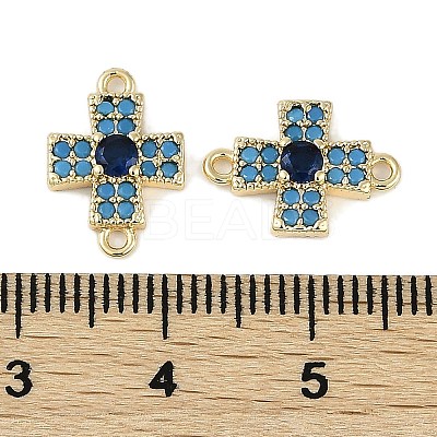 Brass Blue Cubic Zirconia Connector Charms KK-I719-01G-1