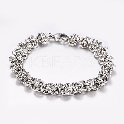 Tarnish Resistant 304 Stainless Steel Byzantine Chain Bracelets BJEW-I238-05P-1