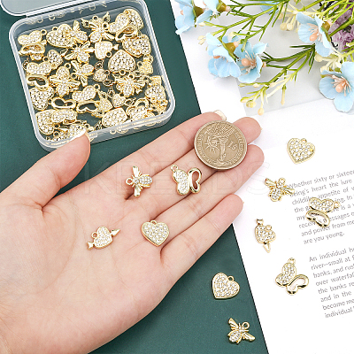 50Pcs 5 Styles Rack Plating Alloy Pendants FIND-CA0007-30-1
