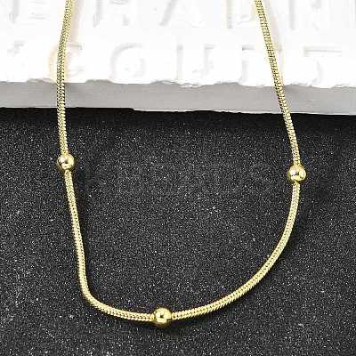 3MM Brass Round Ball Snake Chain Necklaces NJEW-M108-03G-1