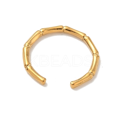 Ion Plating(IP) 304 Stainless Steel Bamboo Open Cuff Ring for Women RJEW-I085-10G-1-1