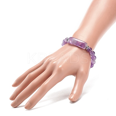 Natural Amethyst Beaded Stretch Bracelet BJEW-JB08879-05-1