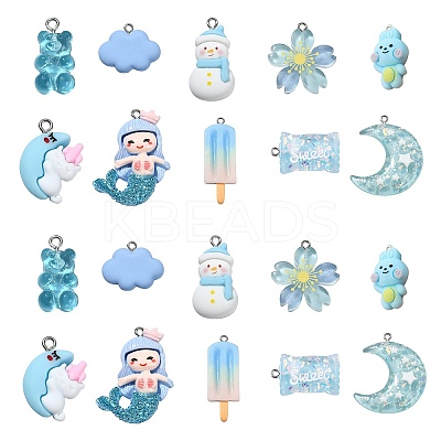 30Pcs 10 Styles Opaque & Transparent  Resin Pendants RESI-CJ0003-02-1