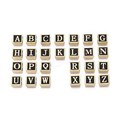 26Pcs 26 Styles 304 Stainless Steel Black Enamel Square Spacer Bars STAS-T073-58G-1