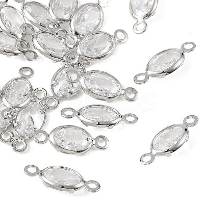SHEGRACE Brass Pave Cubic Zirconia Oval Connector Charms XGRQ2O400-439A-P-1
