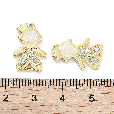 Brass Micro Pave Clear Cubic Zirconia Pendants KK-L213-043G-01-1