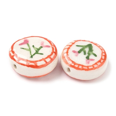 Flower Theme Handmade Porcelain Beads LAMP-D303-06C-01-1