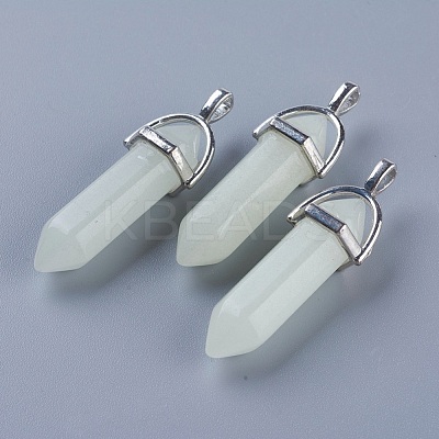 Synthetic Luminous Stone Double Terminated Pointed Pendants G-P359-03B-1