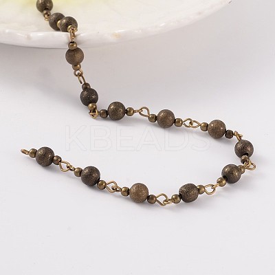 Handmade Brass Beaded Chains for Necklaces Bracelets Making AJEW-JB00186-1